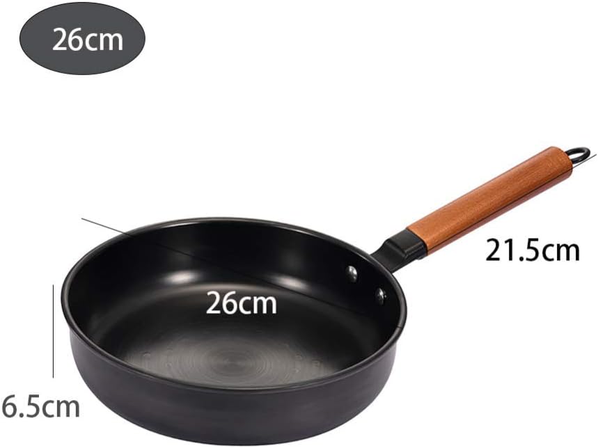 Pans,Frying Pan,Cookware,Uncoated fine Iron Frying pan nonstick Mini Frying pan with Sturdy Wooden Handle, Suitable for All Gas