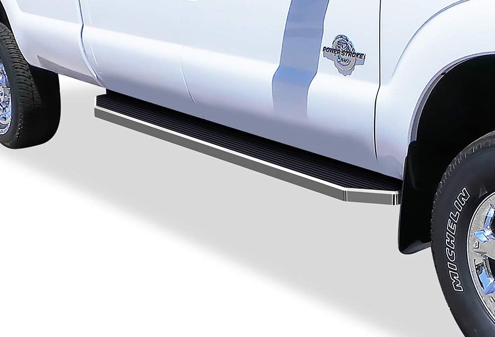 APS iBoard 6-inch Aluminum (Polished Flat Style) Running Boards Nerf Bars Side Steps Step Rails Compatible with Ford F250 F350 Super Duty 1999-2016