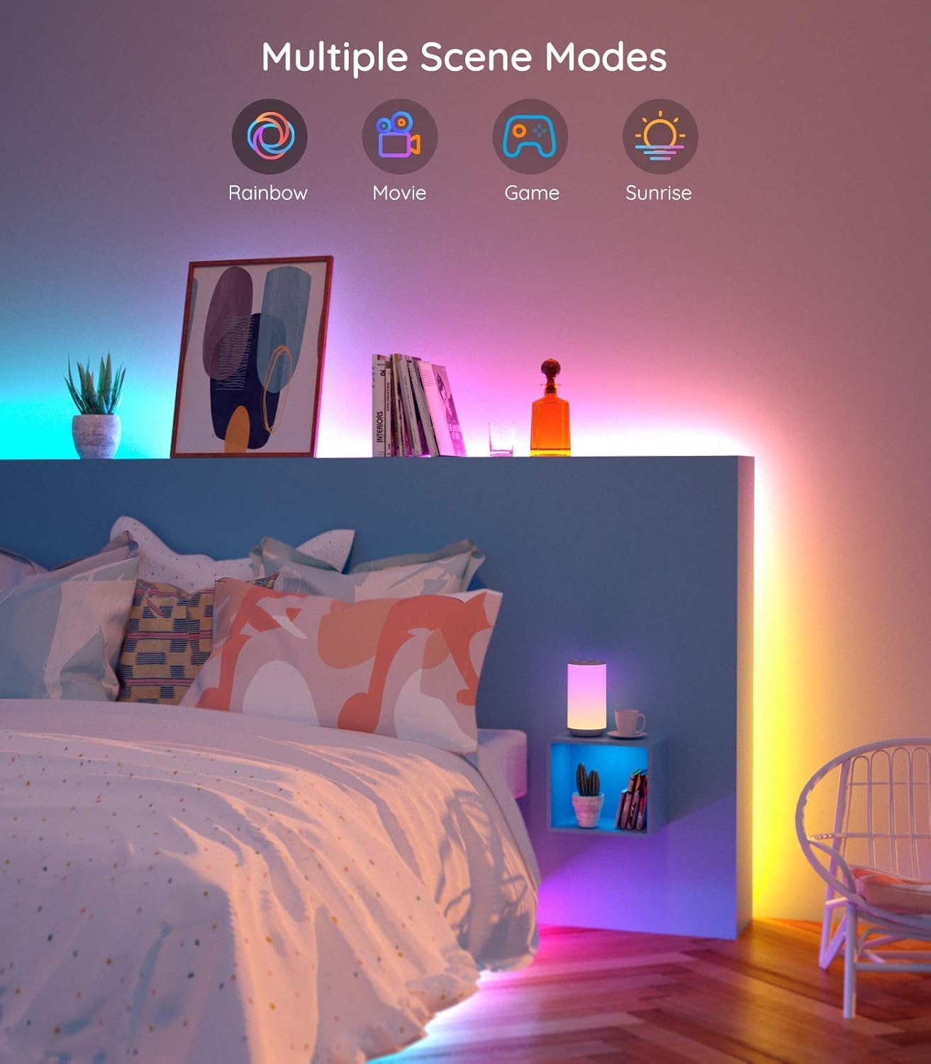 Govee 32.8ft RGBIC LED Strip Lights, WiFi Color Changing LED Lights Segmented Control, Work with Alexa and Google Assistant