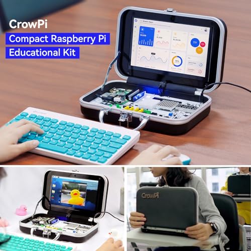 ELECROW for Raspberry Pi 5 8GB Kit, with Pi 5 8GB Single Board Computer, Crowpi Pi 5 Case Kit with 9inch Display