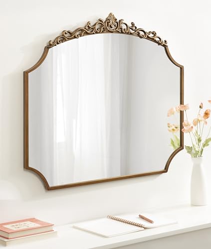 Kate and Laurel Arendahl Ornate Traditional Arched Scallop Mirror, 24 x 36, Antique Gold