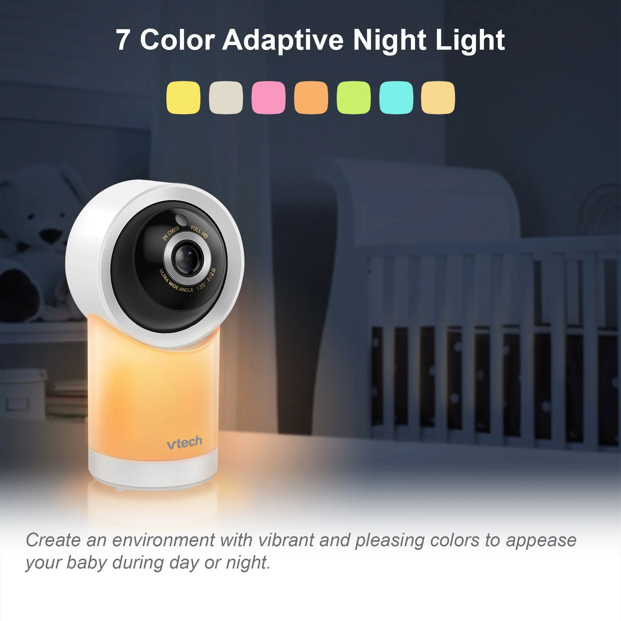 VTech 1080p Smart WiFi Remote Access 360-Degree Pan and Tilt Video Baby Monitor with 7-Inch High-Definition 720p Display and Night Light, RM7866HD