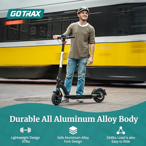 Gotrax G4 Electric Scooter, 10” Solid Tires, Max 25 Mile Range and 20Mph Power by 500W Motor, Double Anti-theft Lock, Bright Headlight and Taillight