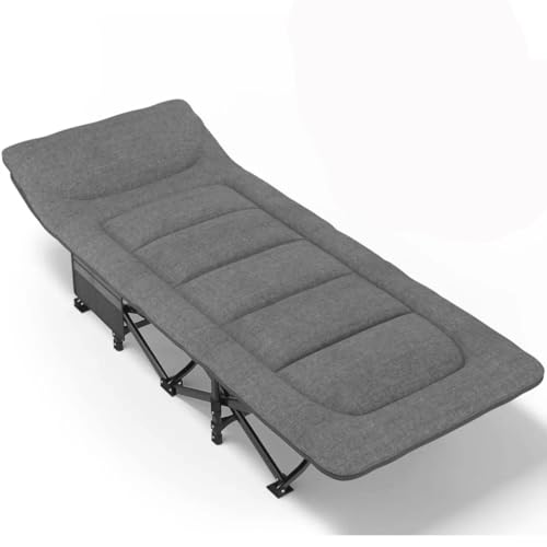 Camping Cot with Cushion and Pillow Portable Folding Bed for Sleeping Lightweight Tent Cot with Carry Bag