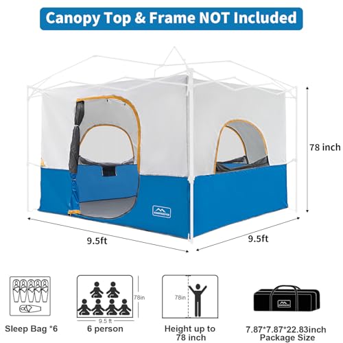 KAMPKEEPER Camping Inner Tent for Pop Up CanopyFully Vented Roof, Converts 10'x10' Straight Leg Canopy into Camping TentKhaki