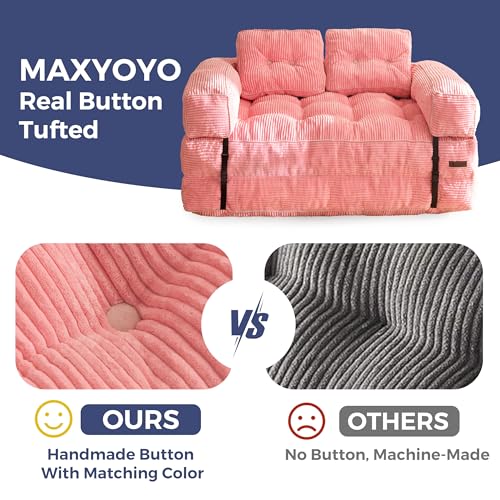 MAXYOYO Folding Sofa Bed, L-Shaped Convertible Sofa Bed with Armrest Foldable Sleeper Couch with Pillow