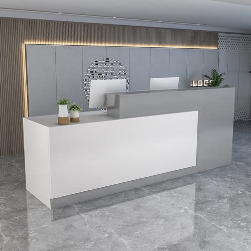 Reception Counter Desk, Front Counter Desk with Lockable Drawers, Modern Retail Counter, Wooden Computer Desk Reception Table