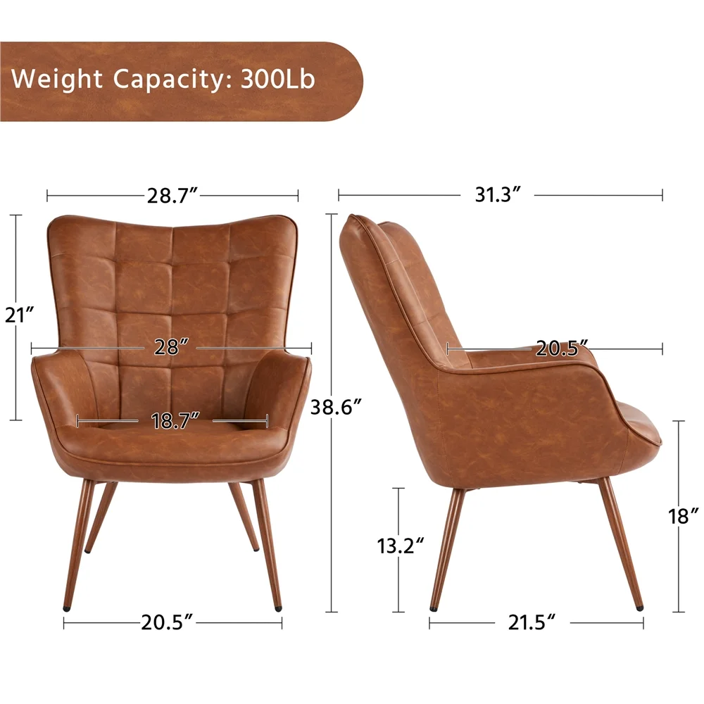 Easyfashion Contemporary Faux Leather Chair, Brown