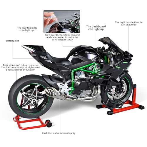 Die Cast Motorcycle 1:6 Scale for Kawasaki H2R Motorcycles Alloy Racing Motorcycle Model Power Toy Motorcycles Collection Kawasaki Model Motorcycles