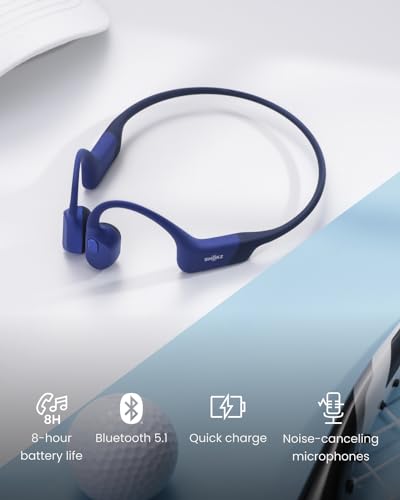 SHOKZ OpenRun - Open-Ear Bluetooth Bone Conduction Sport Headphones, Sweat Resistant Wireless Earphones for Workouts and Running, Built-in Mic