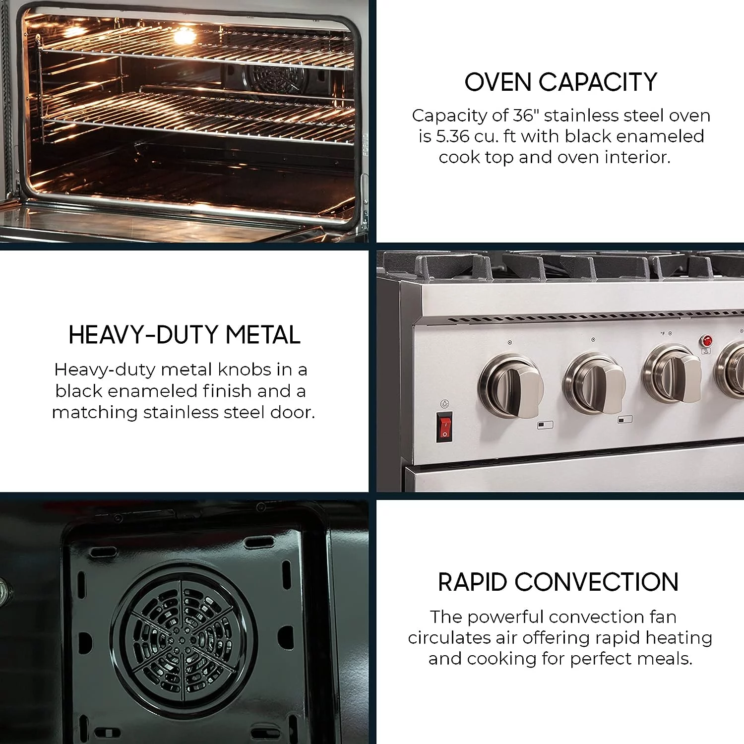 Galiano - Gold Professional 36" Freestanding Dual Fuel Range