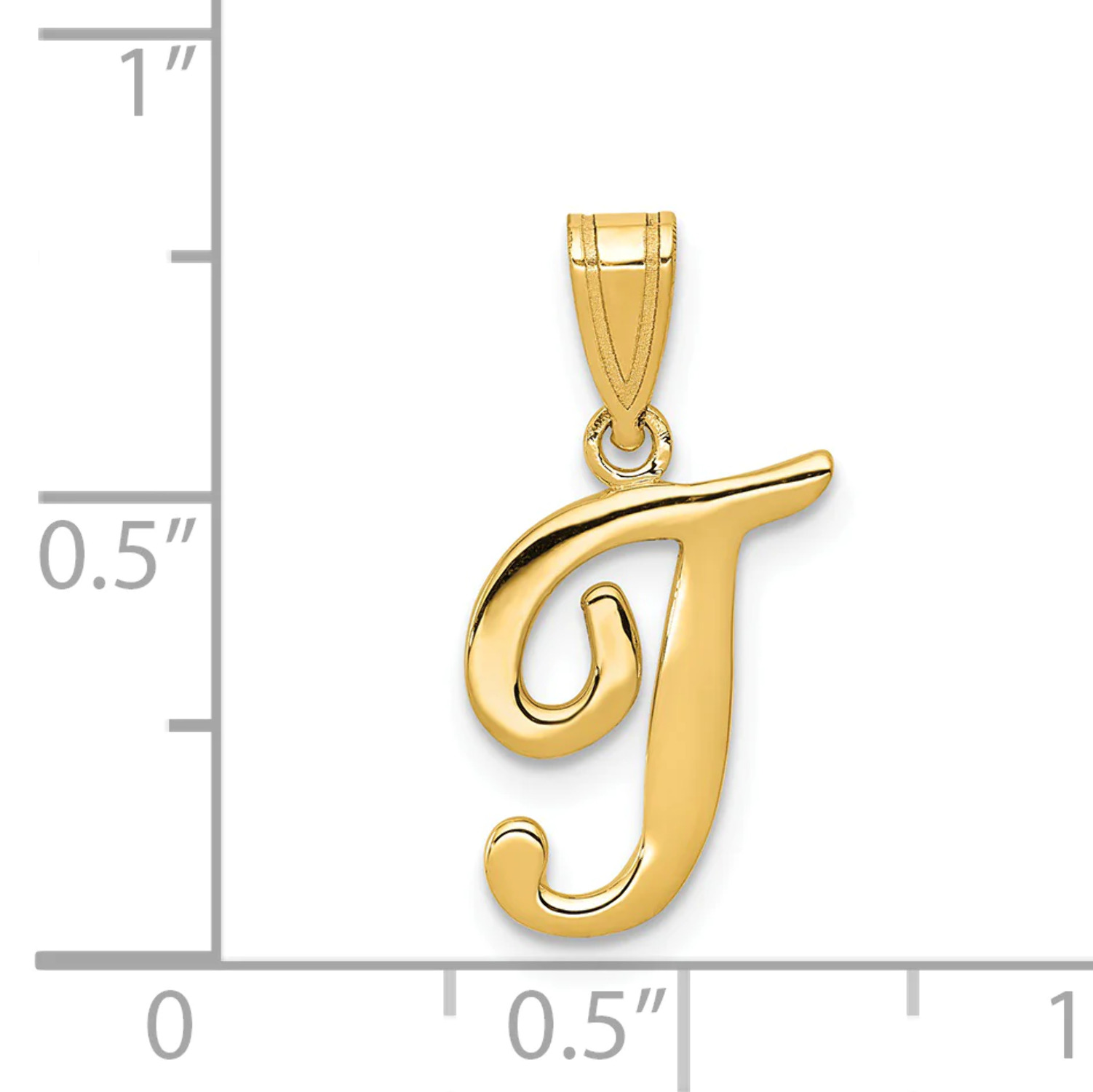 Finest Gold 14K Yellow Gold Script Letter T Initial Pendant