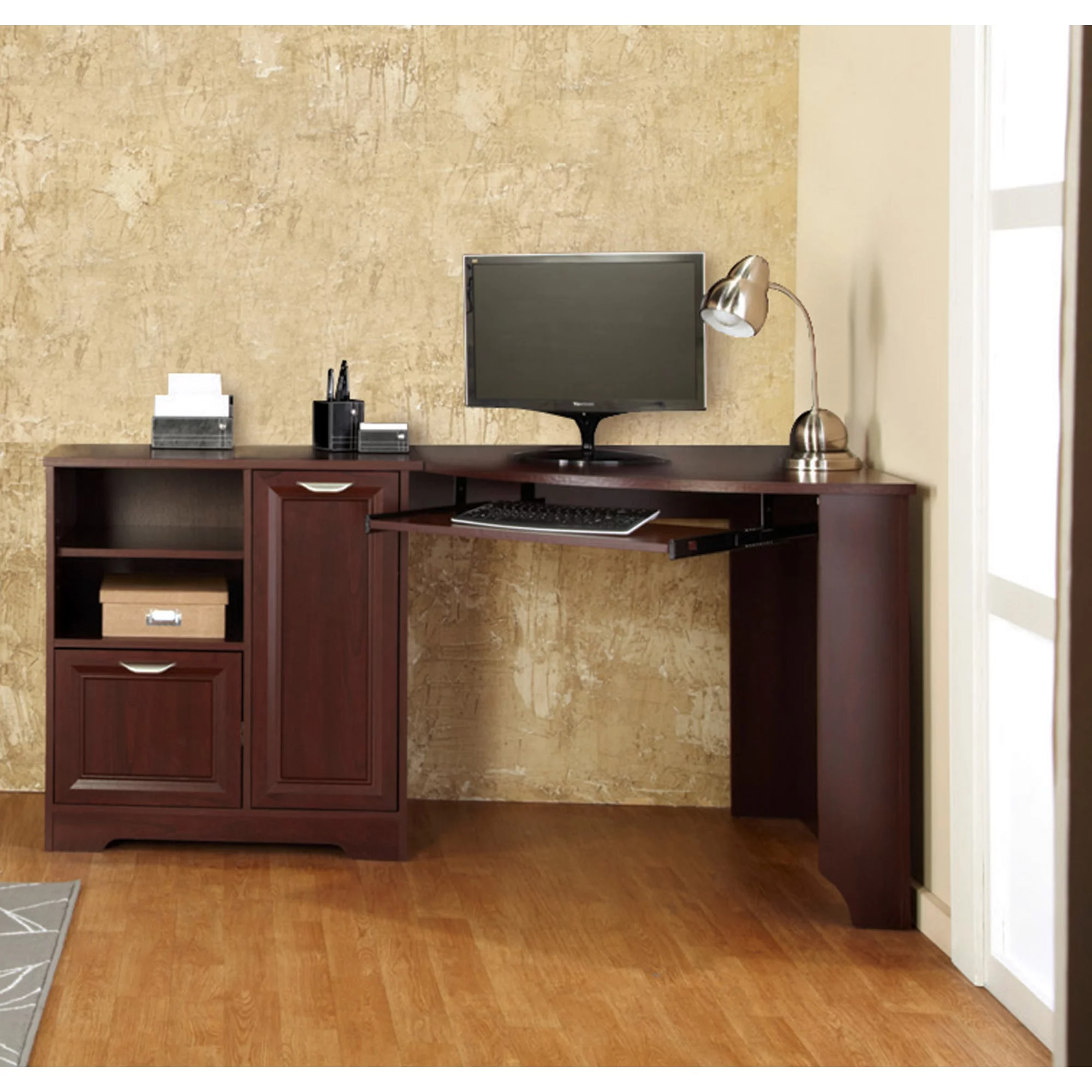 Realspace® Magellan 60"W Corner Desk, Classic Cherry
