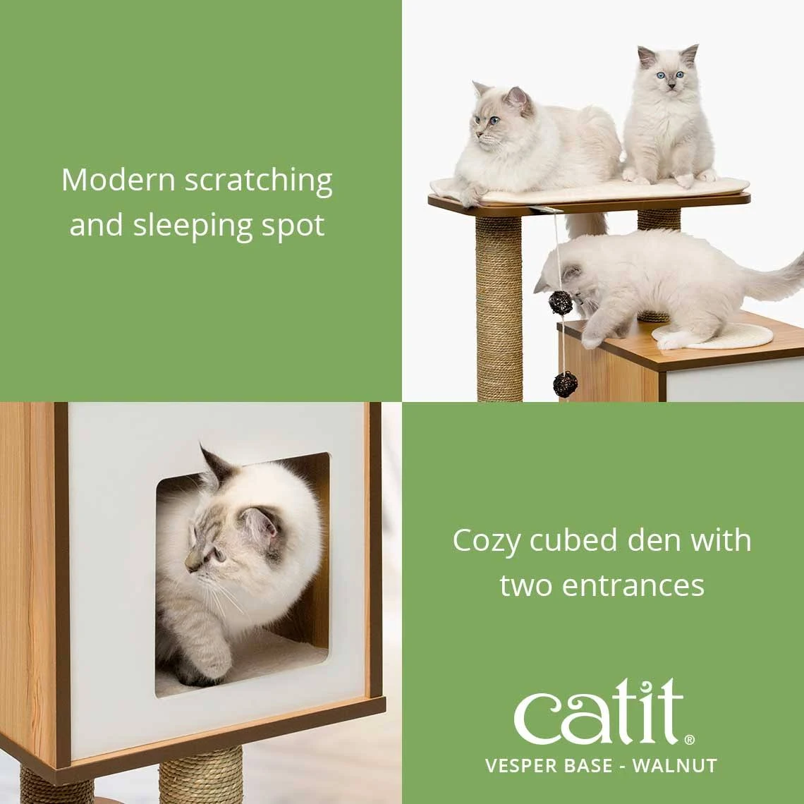 Vesper Cat Furniture, Base, Walnut