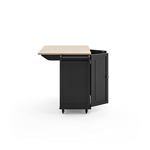 Homestyles Dolly Madison Off-White Mobile Kitchen Island Cart with Wood Drop Leaf Breakfast Bar