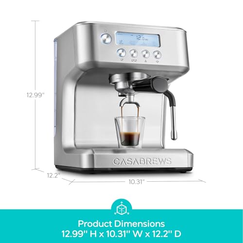 CASABREWS Ultra Espresso Machine with LCD Display, Powerful Milk Frother and Customizable Brewing Temperature