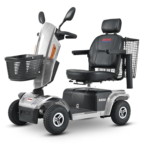 Folding Mobility Scooters, 4-Wheel Electric Mobility Scooter with Cup Holders & USB Charging Port