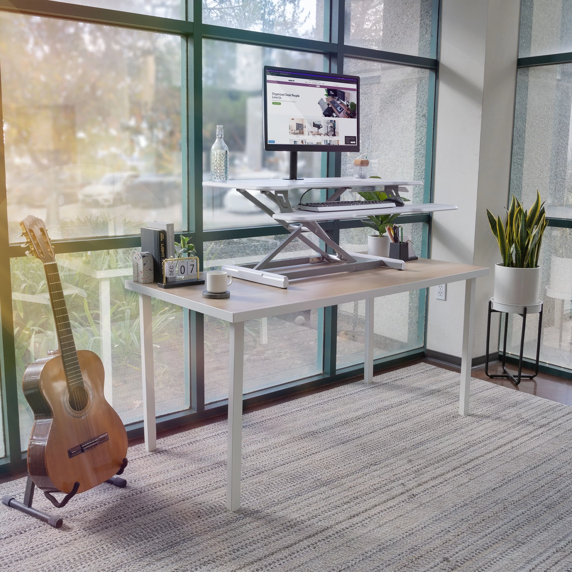 Mount-It! Extra Wide Sit Stand Desk Converter | Ergonomic