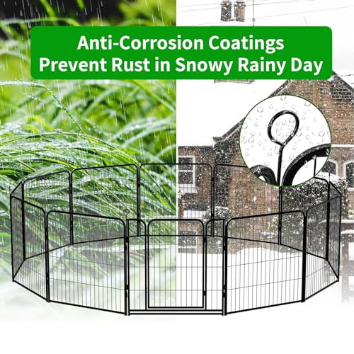 Dog Playpen Outdoor Extra Wide 12 Panels Heavy Duty Anti-Rust Coating-Strengthened Dog Fence 40" Height with Doors Portable for RV Camping Yard