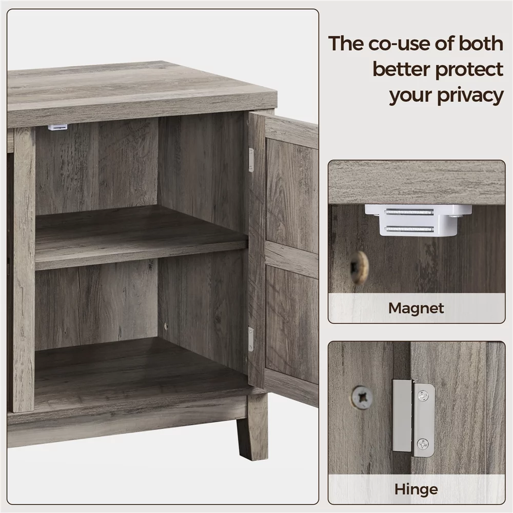 Alden Design Farmhouse Storage TV Stand for TVs up to 65", Gray
