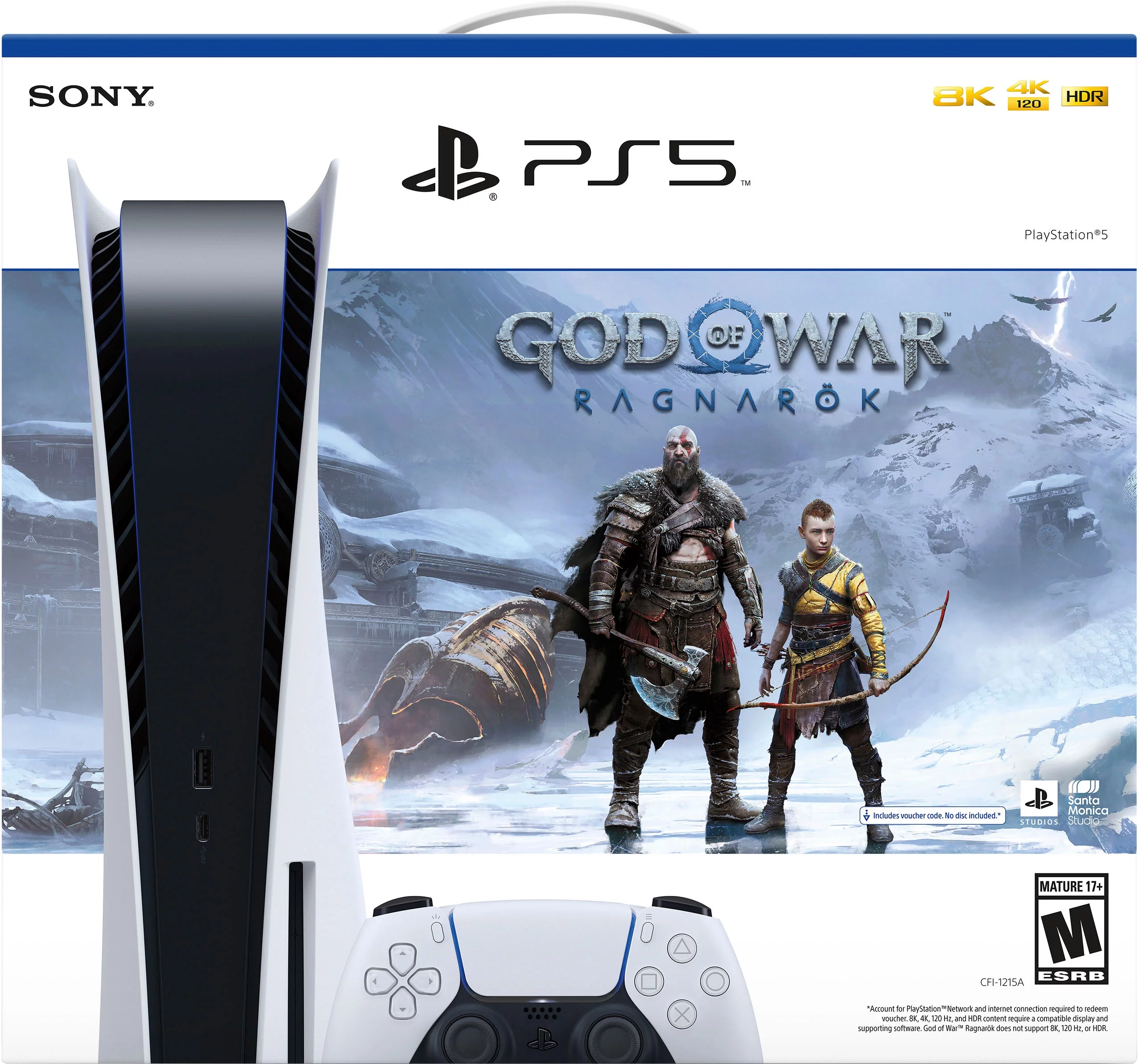 Sony Play Station 5 PS5 Disk Console Bundle God of War Ragnar&ouml;k, Grand Theft Auto V, Nearity HP10 Headset with Microphone