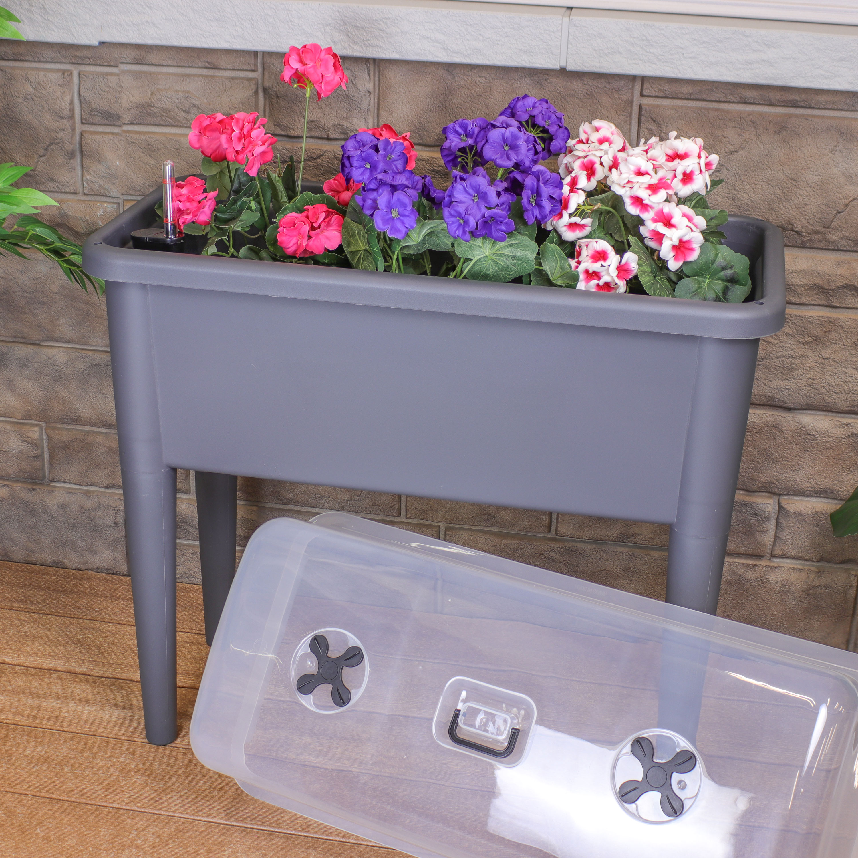 Sunnydaze Self-Watering Raised Garden Bed with Cover - 33" H