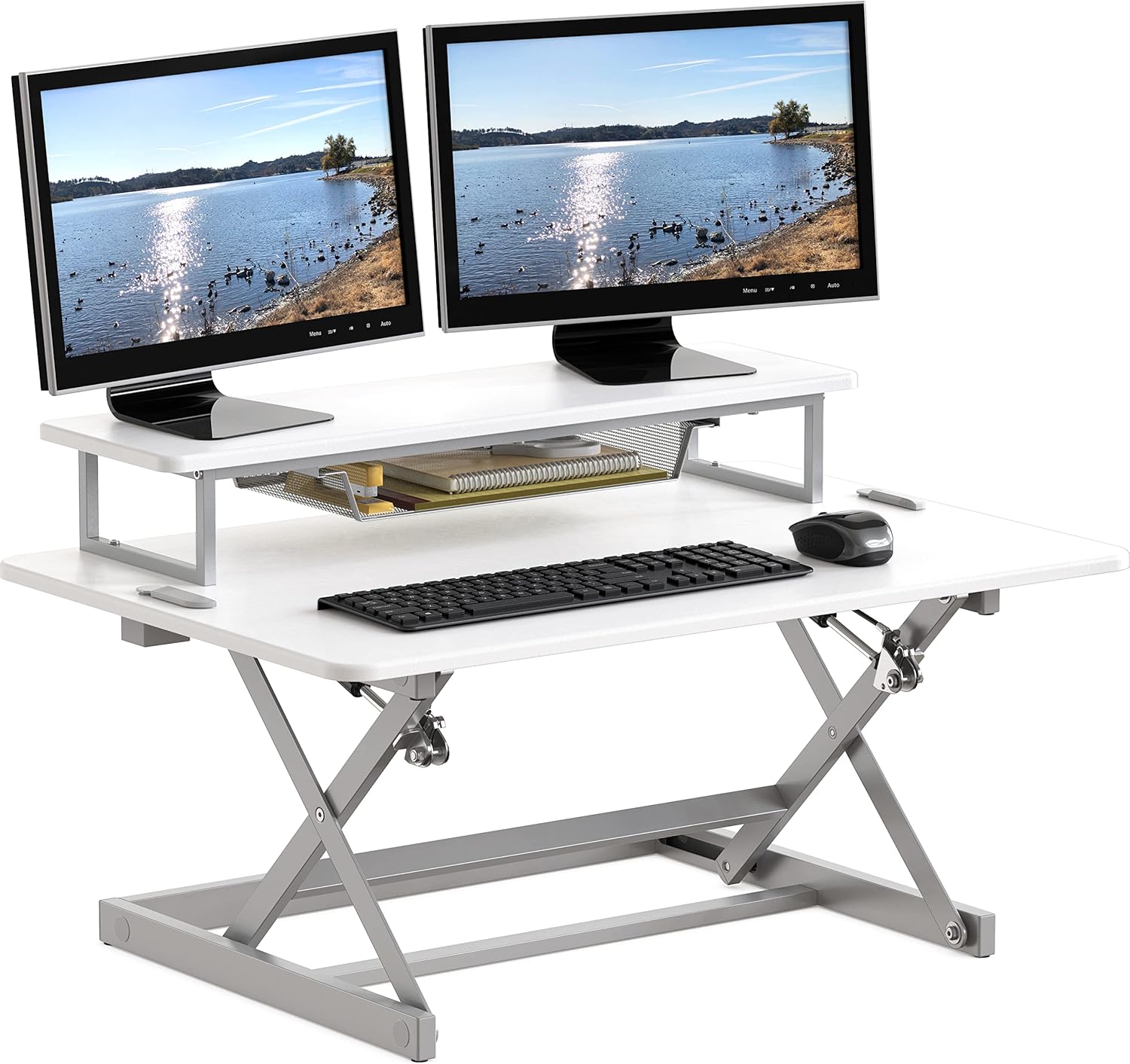 SHW 36-Inch Height Adjustable Standing Desk Sit to Stand Riser Converter Workstation, Black