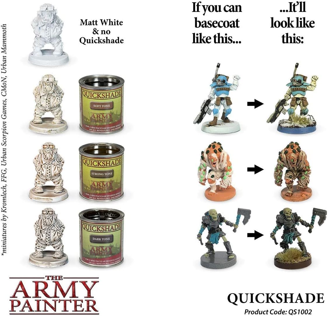 The Army Painter 3pcs Quickshade Varnish Set for Miniature Painting- Strong Tone Model Paint Quickshade- Top Coat Finish Acrylic Varnish for Acrylic