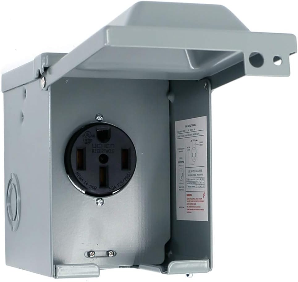 UTSAUTO 30 Amp RV Power Outlet Box Enclosed Lockable Weatherproof Outdoor Electrical 125 Volt Receptacle Plug Box Nema TT-30R Receptacle for RV