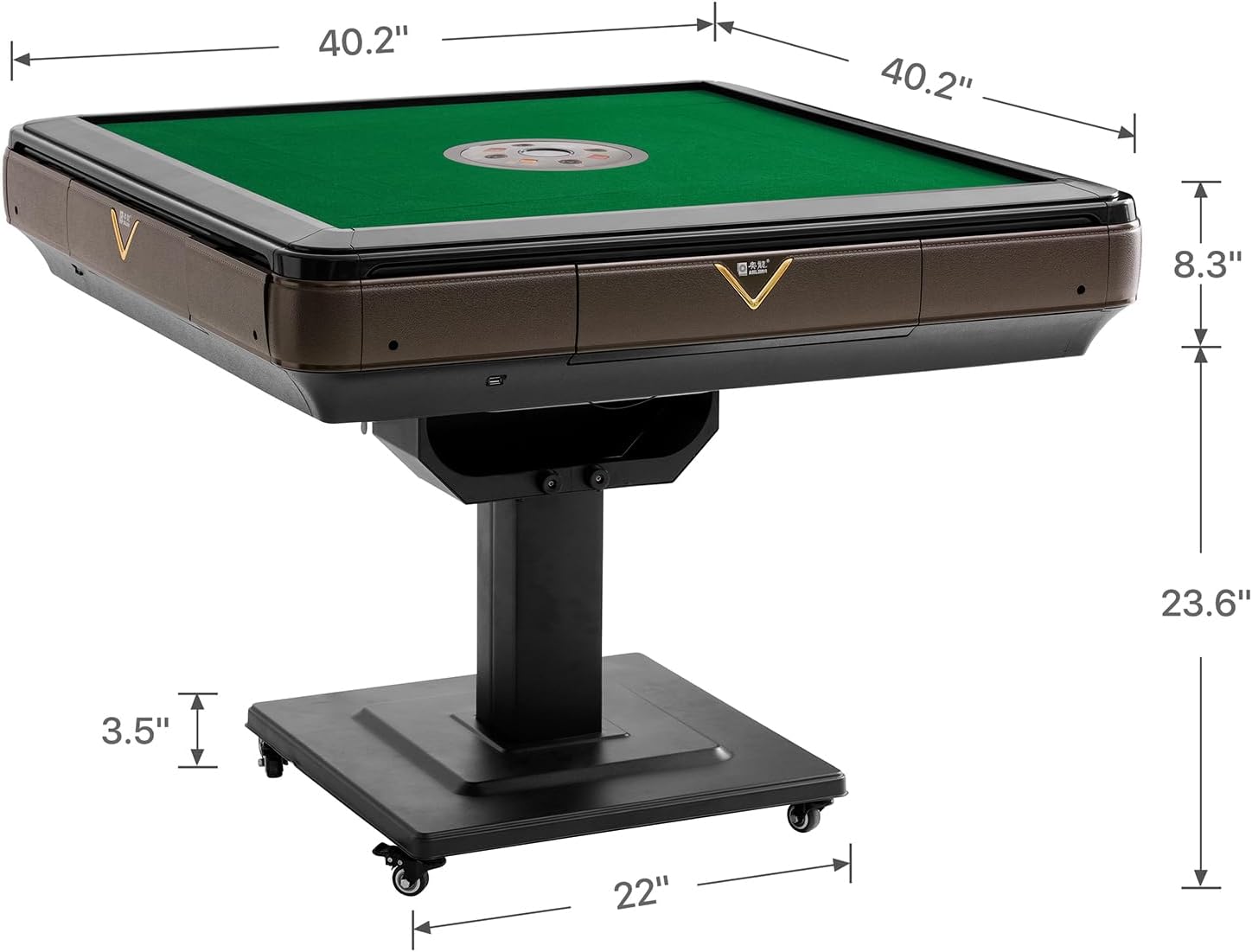 Folding American Mahjong Table, Fully Automatic Home Mahjong Table for Chinese/American, Slim with Wheels, Comes with 2 Sets of Tiles