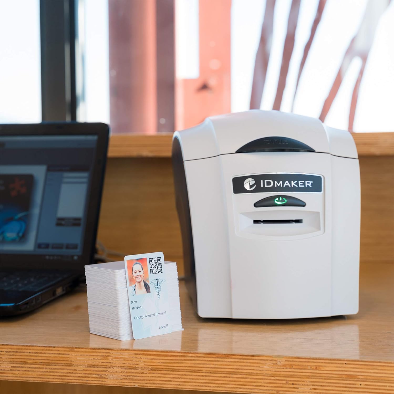 ID Maker Card Printer Machine & Supply Kit for Badge Printing - Print Professional Quality 1 Sided Identification Badges - IDMaker Software