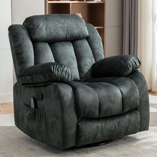 INZOY Massage Swivel Rocker Recliner with Heat and Vibration, Manual Rocking Recliner Chair with Vibrating Massage