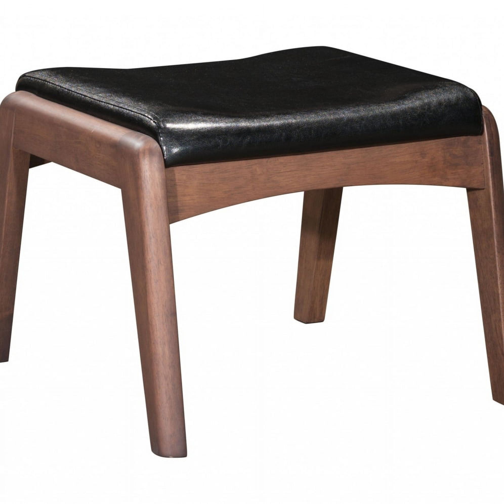 HomeRoots 394540 32.7 x 30.3 x 33.5 in. Walnut & Black Faux Leather Modern Retro Chair & Ottoman Set
