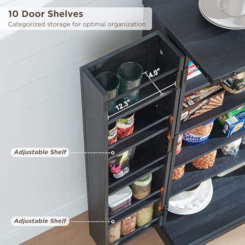 72" Tall Kitchen Pantry, Farmhouse Storage Cabinet with Barn Doors, Organizer, Drawer and Adjustable Shelves, Rustic Wood Cupboard for Kitchen