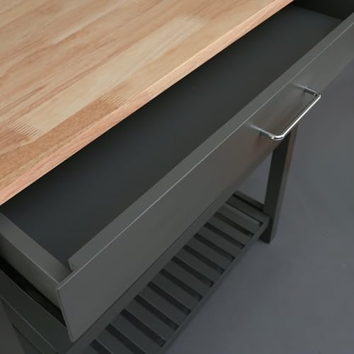 Casual Home Kitchen Island with Solid American Hardwood Top, Natural/White, 40" W (373-91)