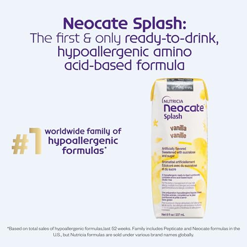 Nutricia Neocate Splash - Ready-to-Feed Hypoallergenic, Amino Acid-Based Toddler and Junior Formula - Vanilla - 8 fl oz (Case of 27)