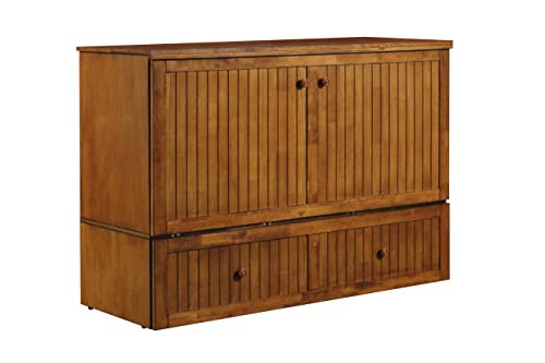 Murphybedz Tuscany Murphy Cabinet Chest Bed with Charging Station 6 Inch, Queen (Blonde Oak)…