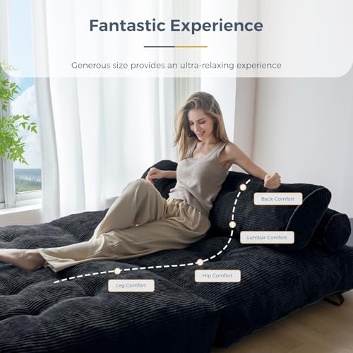 MAXYOYO Folding Sofa Bed, Convertible Sleeper Chair with Pillow Foldable Mattress with Back Support