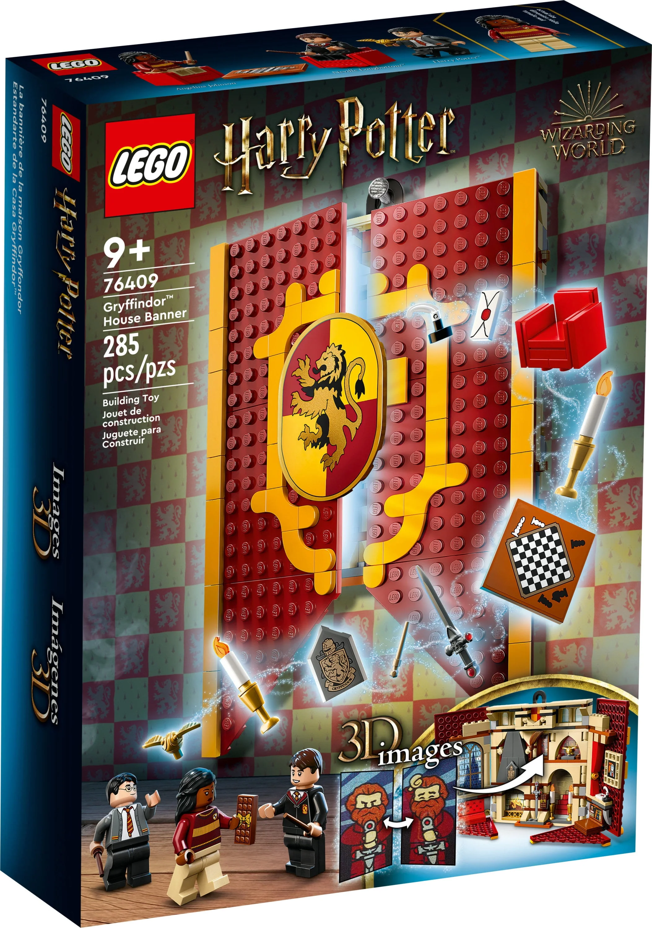 LEGO Harry Potter Gryffindor House Banner Set 76409, Hogwarts Castle Common Room Toy or Wall Display, Fold Up Travel Toy