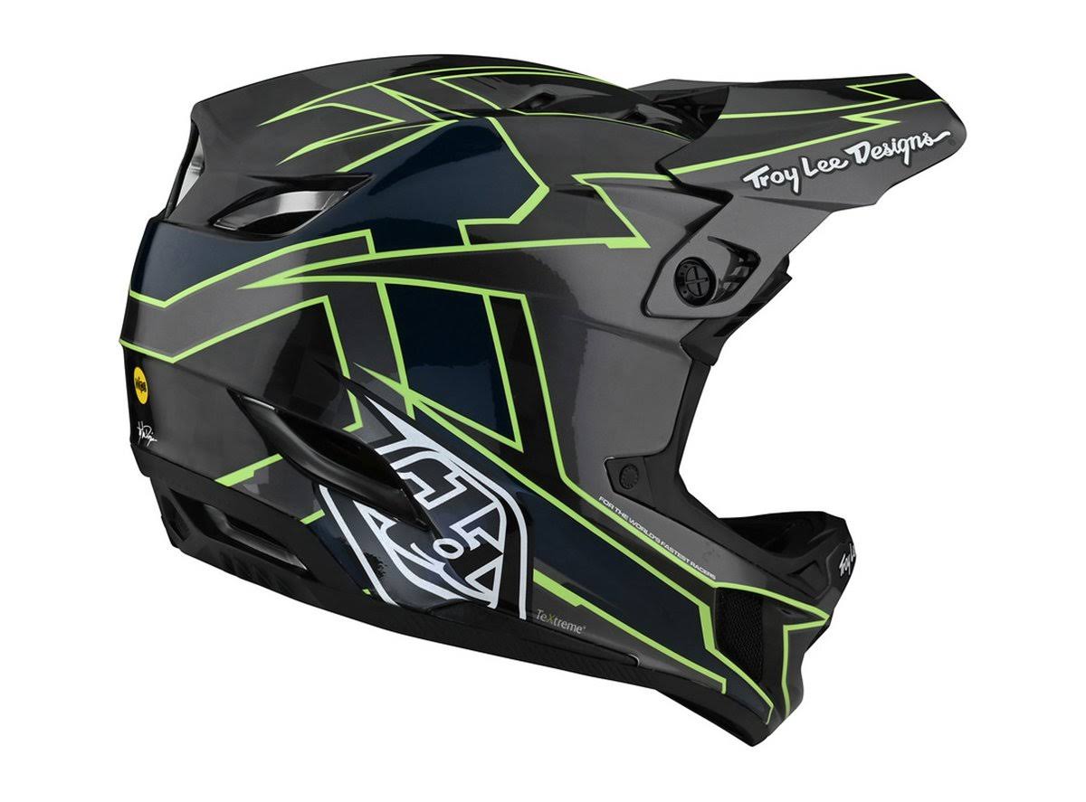 Troy Lee Designs D4 Carbon Helmet - Graph Gray / Green LG