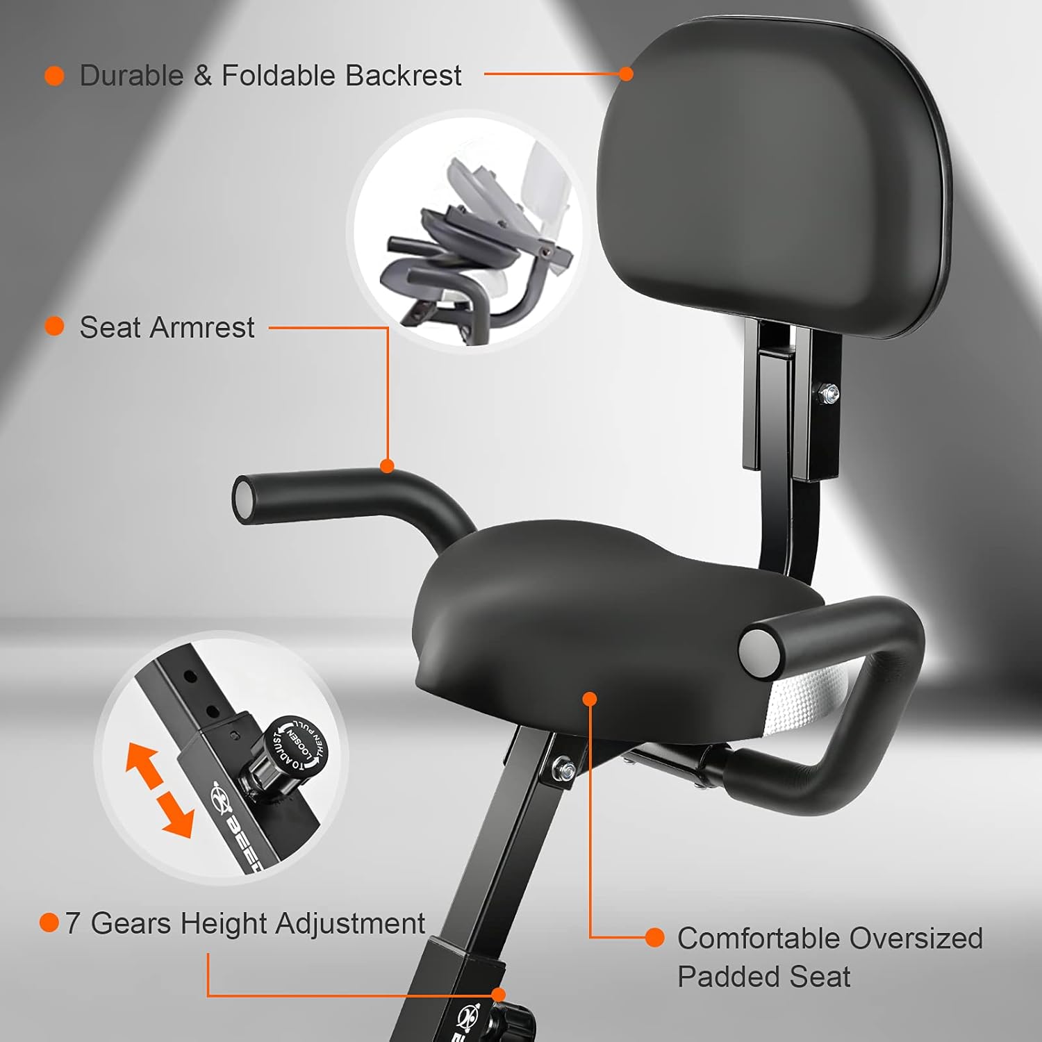 Foldable Exercise Bike,Indoor Cycling Bike Upright Stationary Bike 8 Level Resistance Magnetic Exercise Bike with Resistance Bands for Arm & Leg