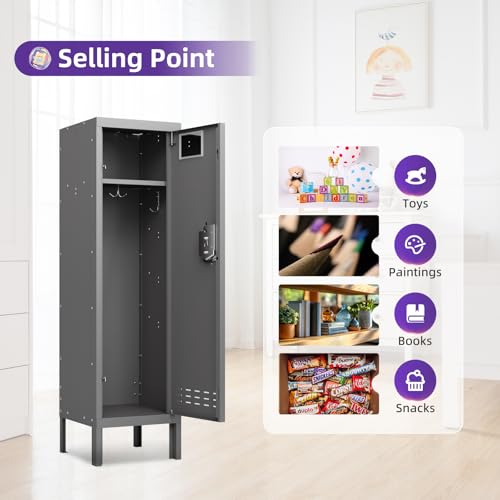 Metal Cabinet Home Office Storage,Lockers,Lockable Employees Metal Locker with Door,54" Height Steel Locker,Lockable Steel Locker for Gym,School,Home