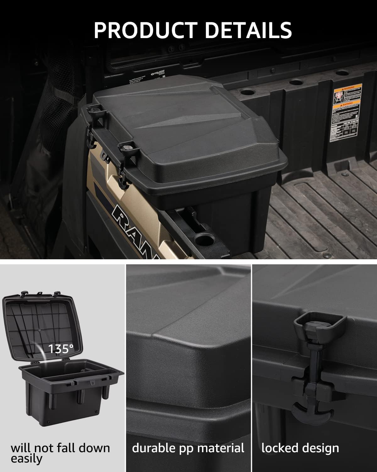 A & UTV PRO Ranger Cargo Storage Box, for 2009-2022 Polaris Ranger Crew XP 1000 900 570 Mid-Size/Fullsize