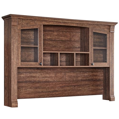 OKD 60" Executive Desk with Drawers, Farmhouse Home Office Desk with Charging Station, Keyboard Tray, File Cabinet Storage