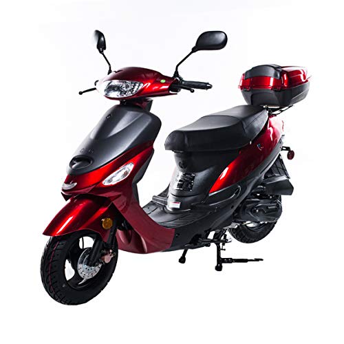 X-PRO 50cc Moped Scooter Gas Moped 50cc Scooter Street Bike (Burgundy)