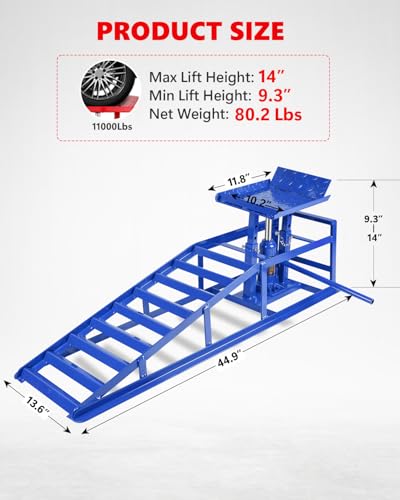 Hydraulic Car Ramps, 5T 11000lbs Low Pro-File Car Lift Service Ramps, Heavy Duty Steel Hydraulic Vehicle Ramps for Car Truck Trailer Garage Repair