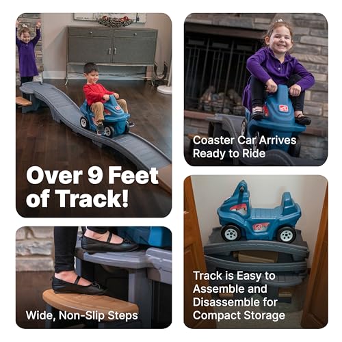 Step2 Up & Down Roller Coaster Toy for Kids, Ride On Push Car, Indoor/Outdoor Playset, Toddlers Ages 2 - 5 years old, Compact Storage