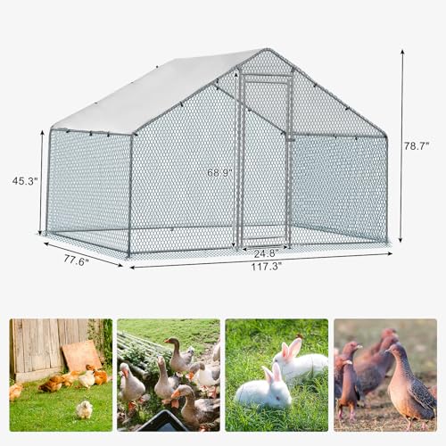 Outvita Chicken Coop, 13×10 FT Large Metal Chicken House, Poultry Habitat Cage with Waterproof Cover