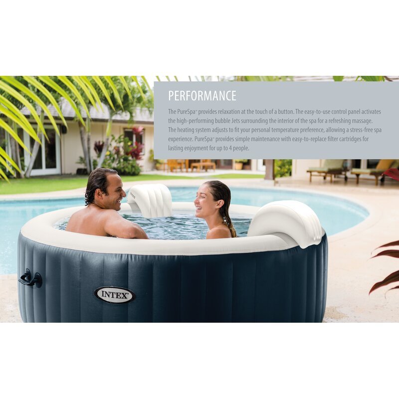 Intex 6 - Person 170 - Jet Vinyl Round Inflatable Hot Tub in Dark Blue