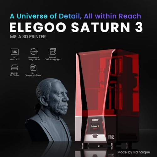 ELEGOO Saturn 4 Ultra 16K Resin 3D Printer with 10" 16K Mono LCD and Flip-up Lid, Smart Tank Heating at 30 ｰC, 150mm/h High Speed Printing